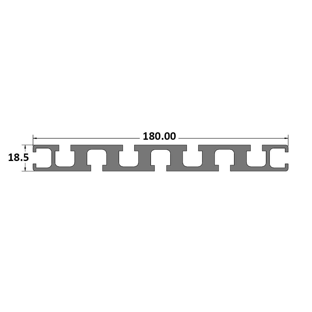 10-18018.5-0-2000MM MODULAR SOLUTIONS EXTRUDED PROFILE<br>18.5MM X 180MM, CUT TO THE LENGTH OF 2000 MM